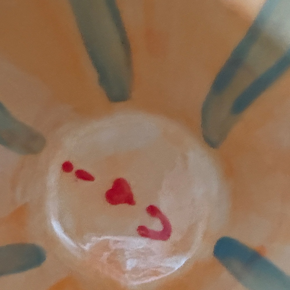 Vibrant Ceramic Art Bowl with Orange and Blue Accents
